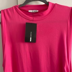 Fuschia Sleeveless Side Ruched Dress